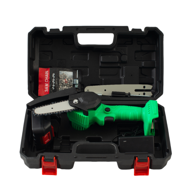 Hot-selling green 4-inch battery powered chain saw mini rechargeable cordless pruning saw